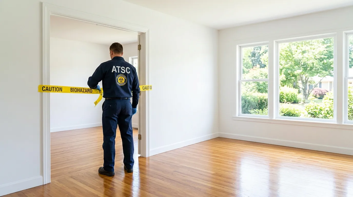 Certified biohazard cleanup crew performing Decomposition Cleanup in Bensalem